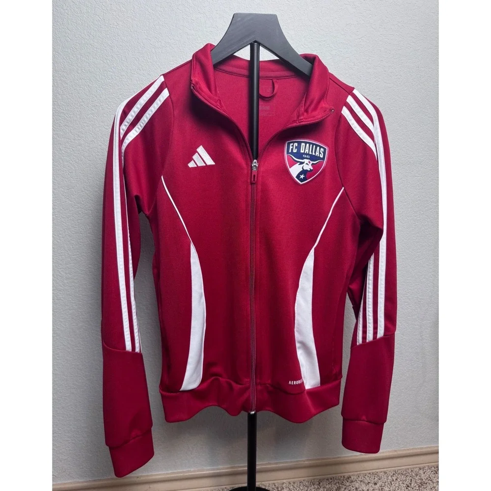 Adidas FC Dallas MLS Soccer Track Jacket Red White AEROREADY Mens Small